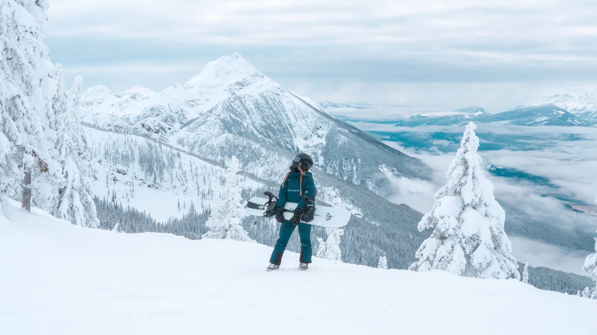 Nexarina founder in snowboarding outfit