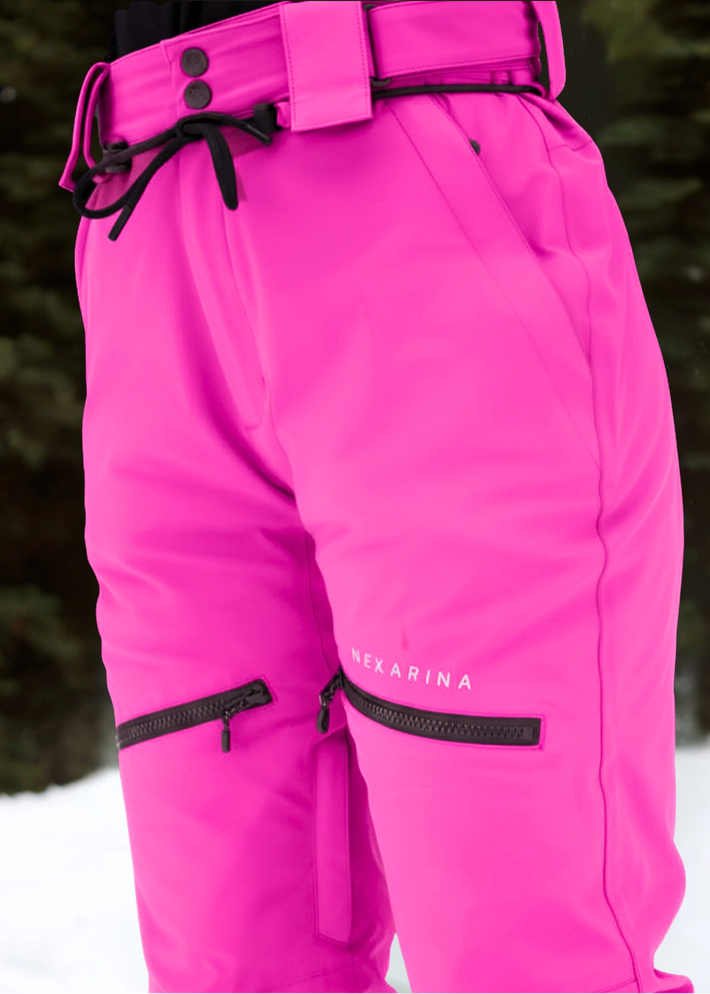 Women’s Nexarina Avani Snow Pant in Electric Pink pocket detail